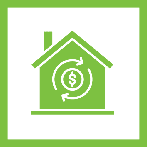 Green logo featuring a house with a check mark inside.